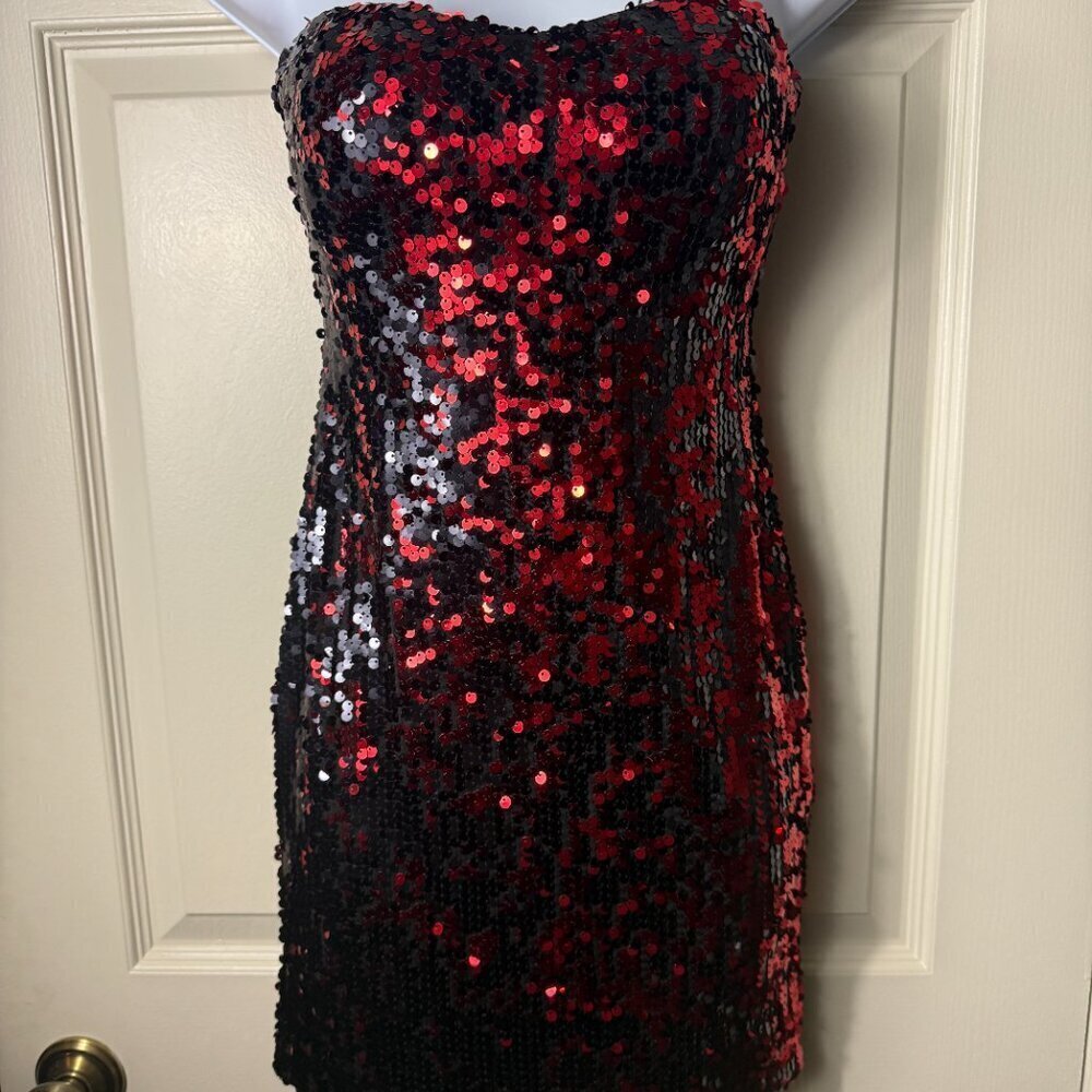 Frederick's of Hollywood Strapless Sequin Red Mini Dress - XS New